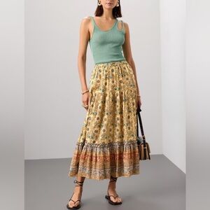 Ulla Johnson Tiered Yellow Orange Maxi Skirt